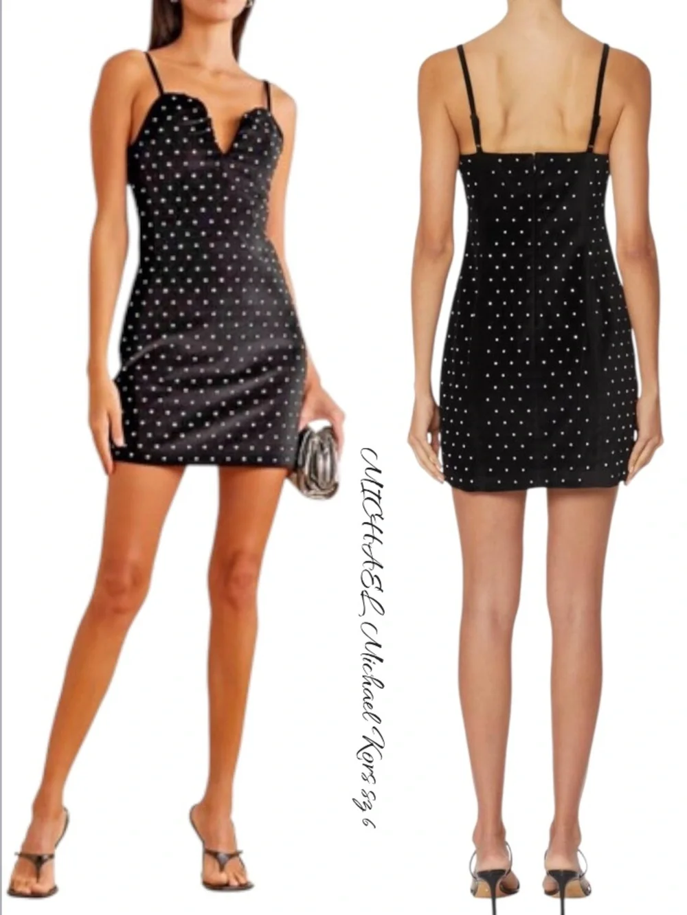 MICHAEL Michael Kors Velvet Embellished Bustier Mini Dress Black Size 6